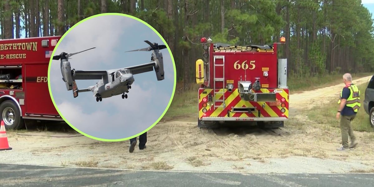 Military aircraft catches fire, makes emergency landing in North Carolina forest