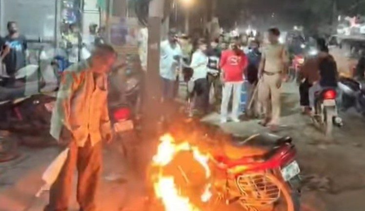 Motorist Sets Bike Ablaze During Police Checks