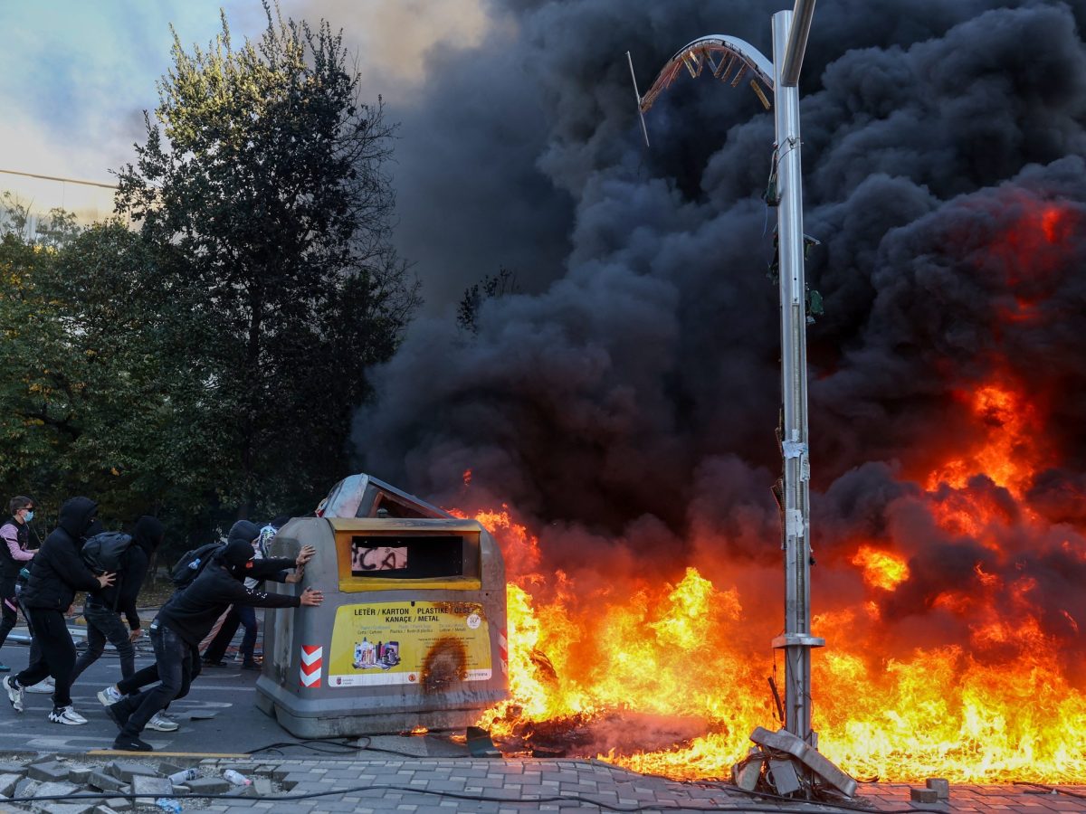 Fire erupts at Albania's Education Ministry as protests enter third day